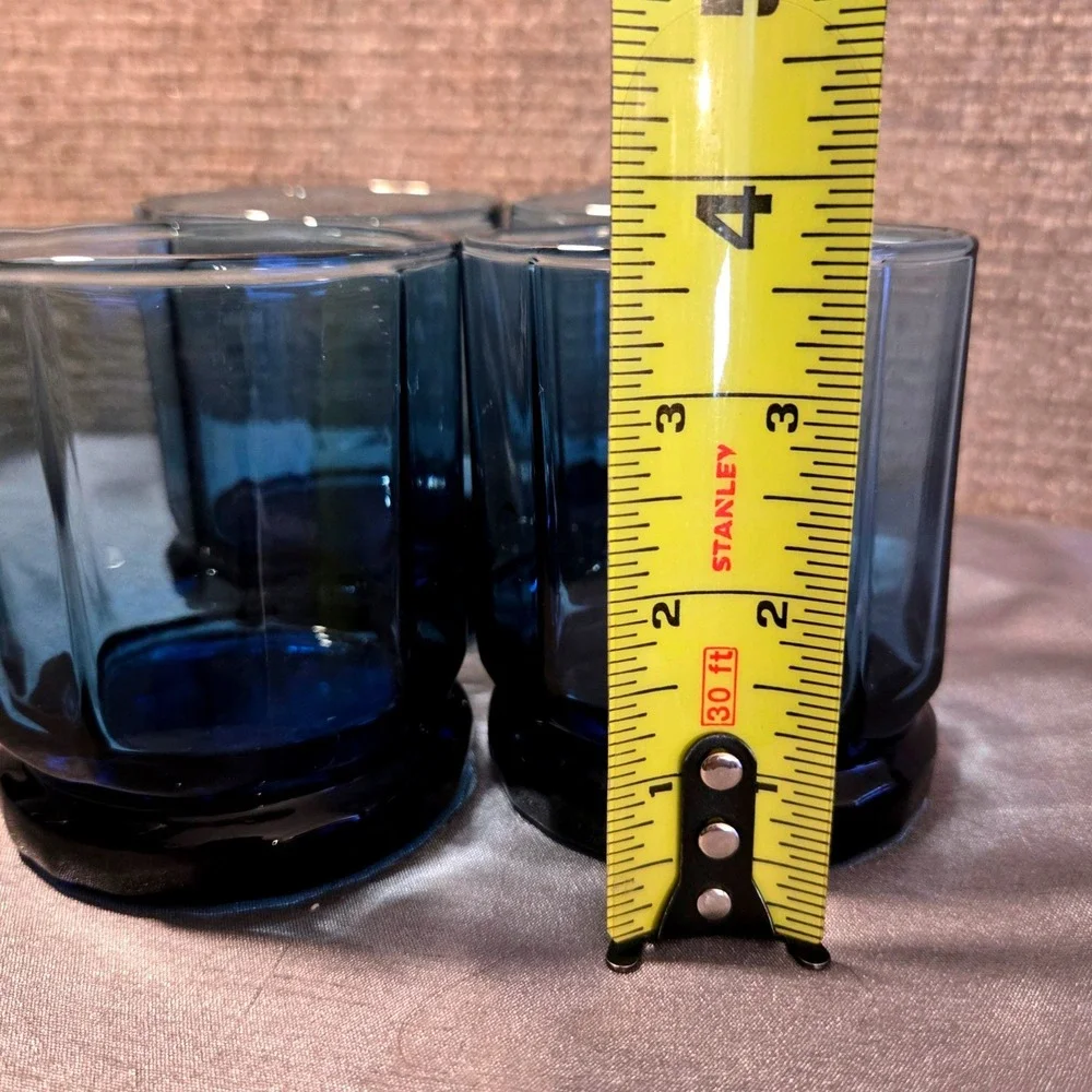 Vintage Set of 4 Anchor Hocking Essex Cobalt Blue Old Fashioned‎ 9oz Glasses